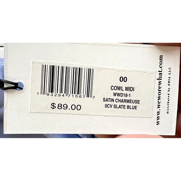 WeWoreWhat Slate Blue Midi Dress Size 00 Revolve Cowl Satin Charmeuse NEW Flirty - Picture 7 of 14